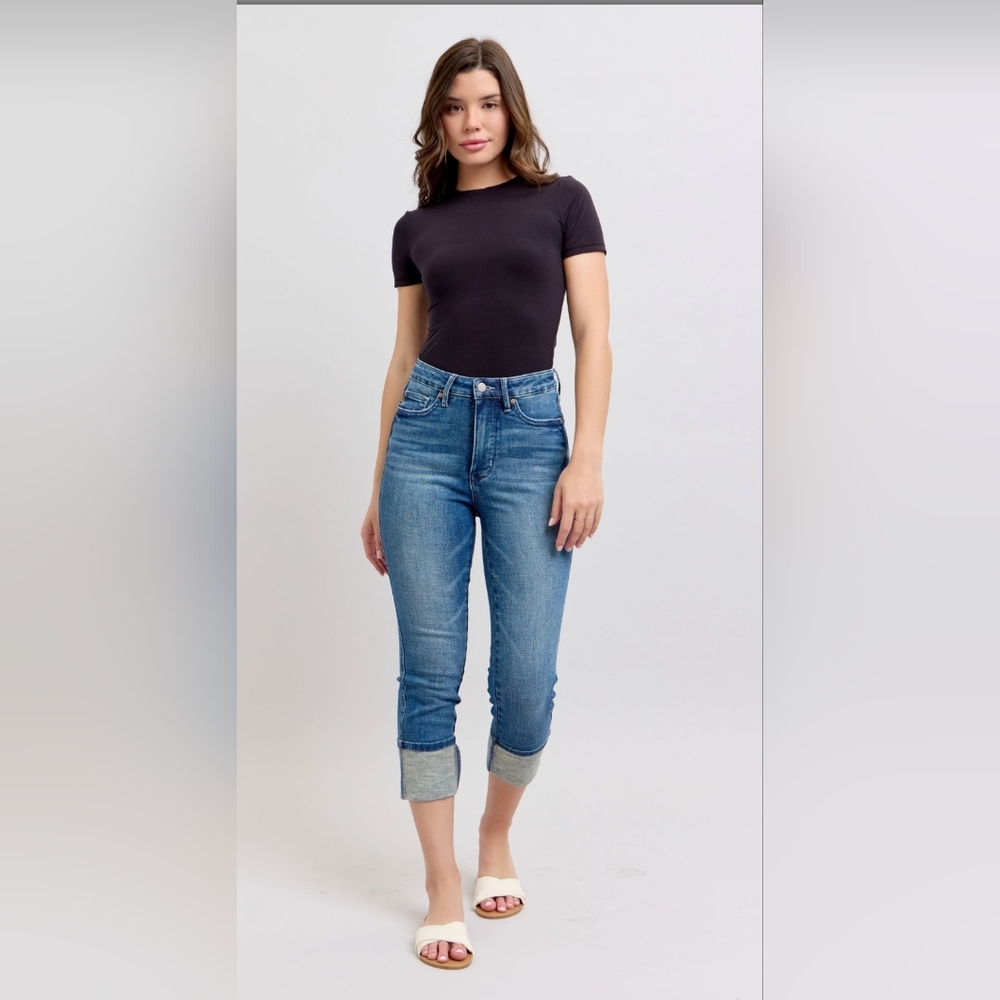 Judy Blue High Waist Tummy Control Cuff Capri